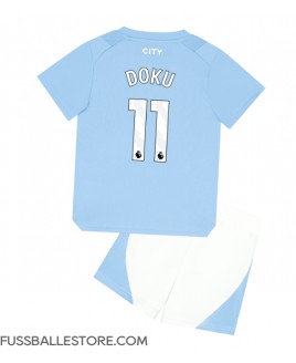 Günstige Manchester City Jeremy Doku #11 Heimtrikotsatz Kinder 2023-24 Kurzarm (+ Kurze Hosen)